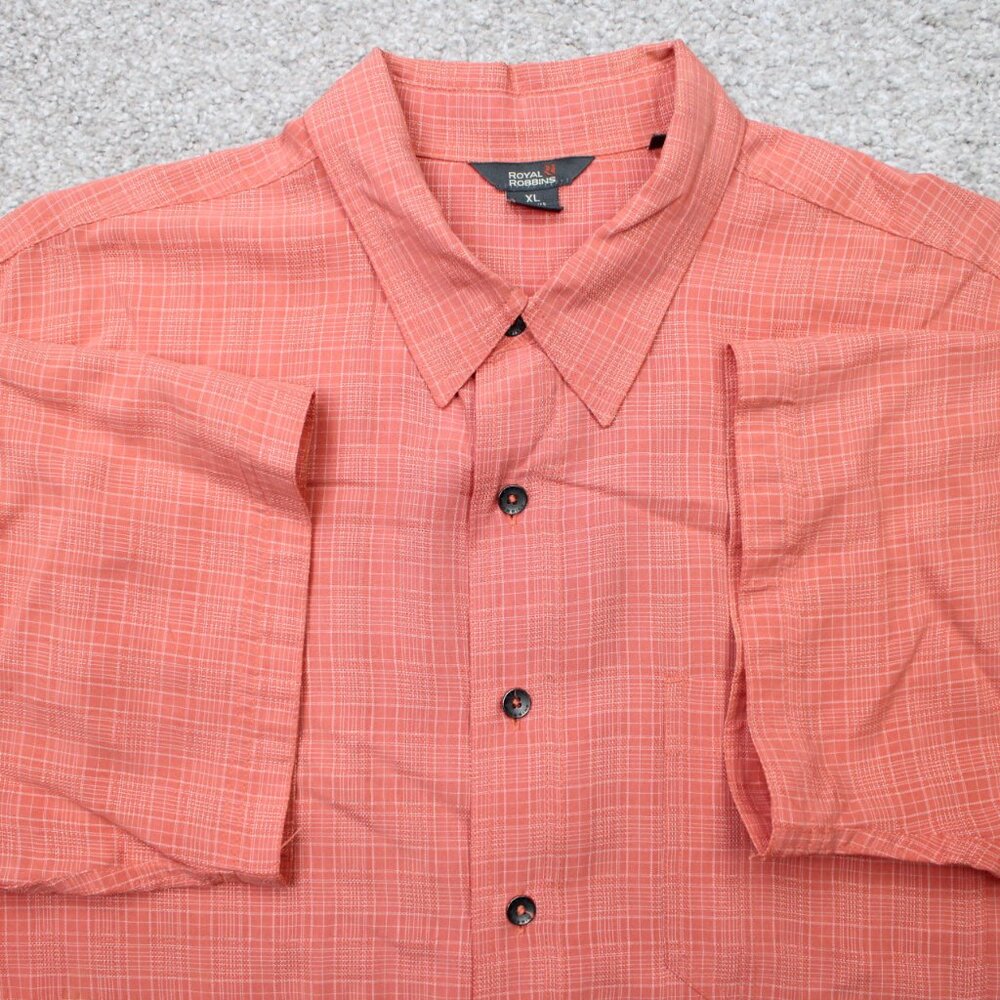 Royal Robbins Shirt Men XL Orange Relaxed Fit Modal Rayon/Polyester Short Sleeve